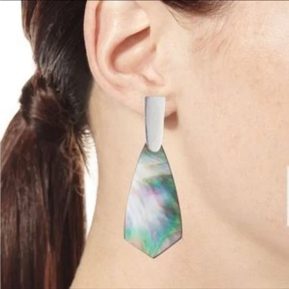 Kendra Scott Adolin Black Mother of Pearl Earrings - Picture 4 of 12